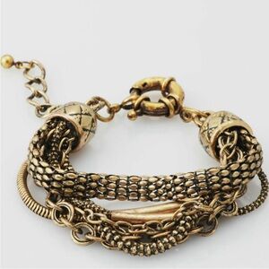Roman Antique Style Multi Chain Gold Tone Vintage Inspired Fashion Bracelet